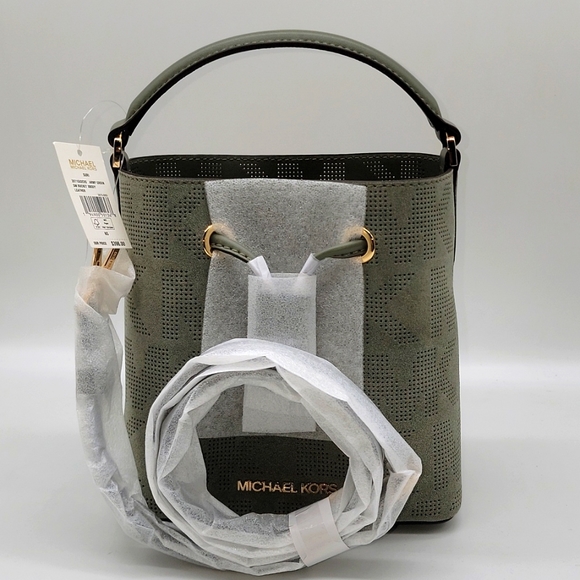 Michael Kors Suri Suede Crossbody Bag Army Green - Picture 4 of 8